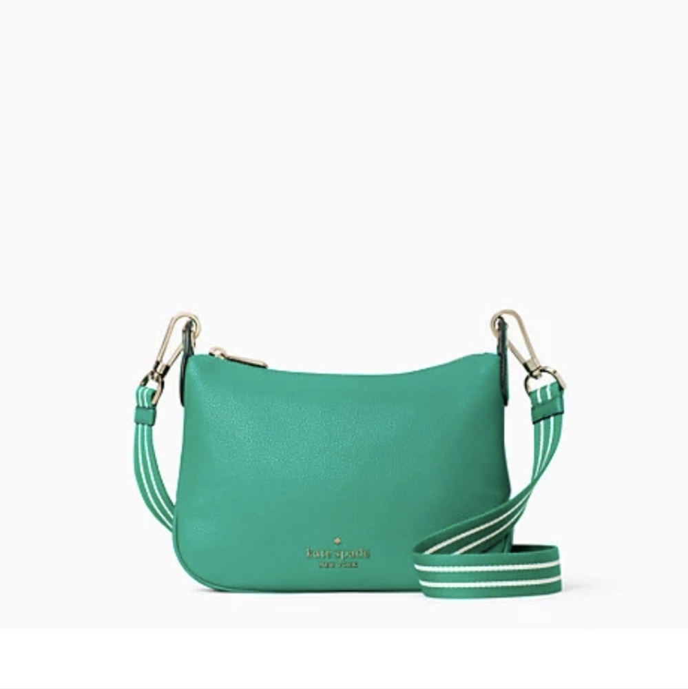Kate Spade Rosie Small Crossbody - Fig Leaf Leather Striped Canvas Strap New/NWT